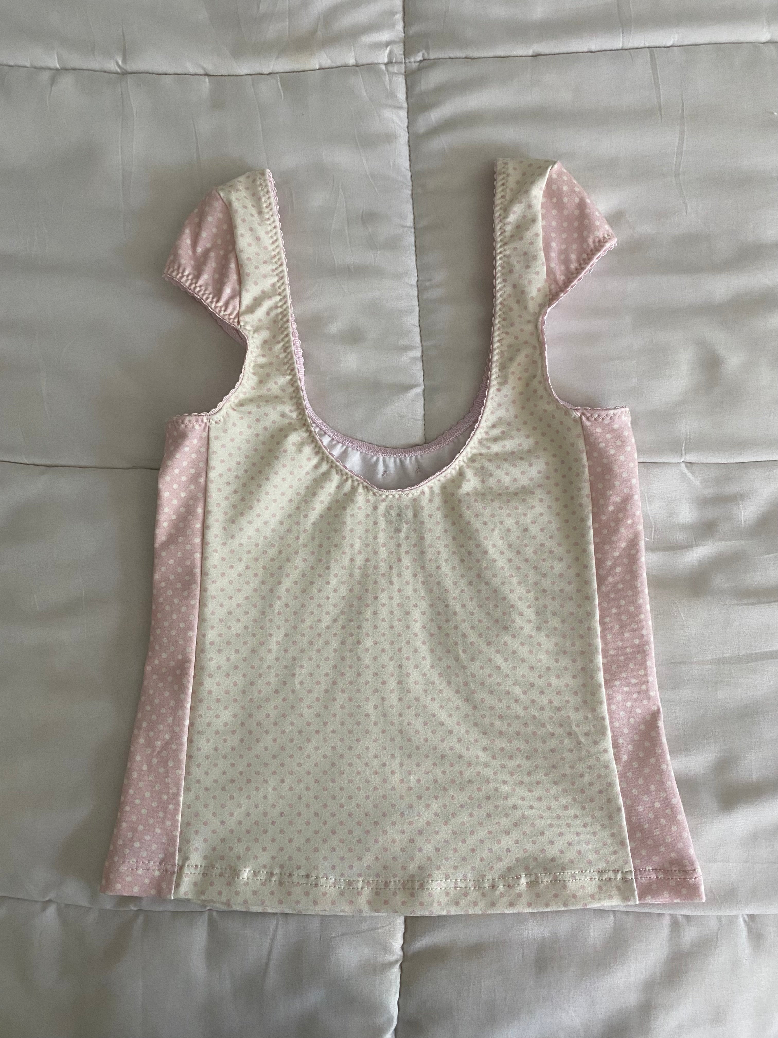pink & cream silver button top