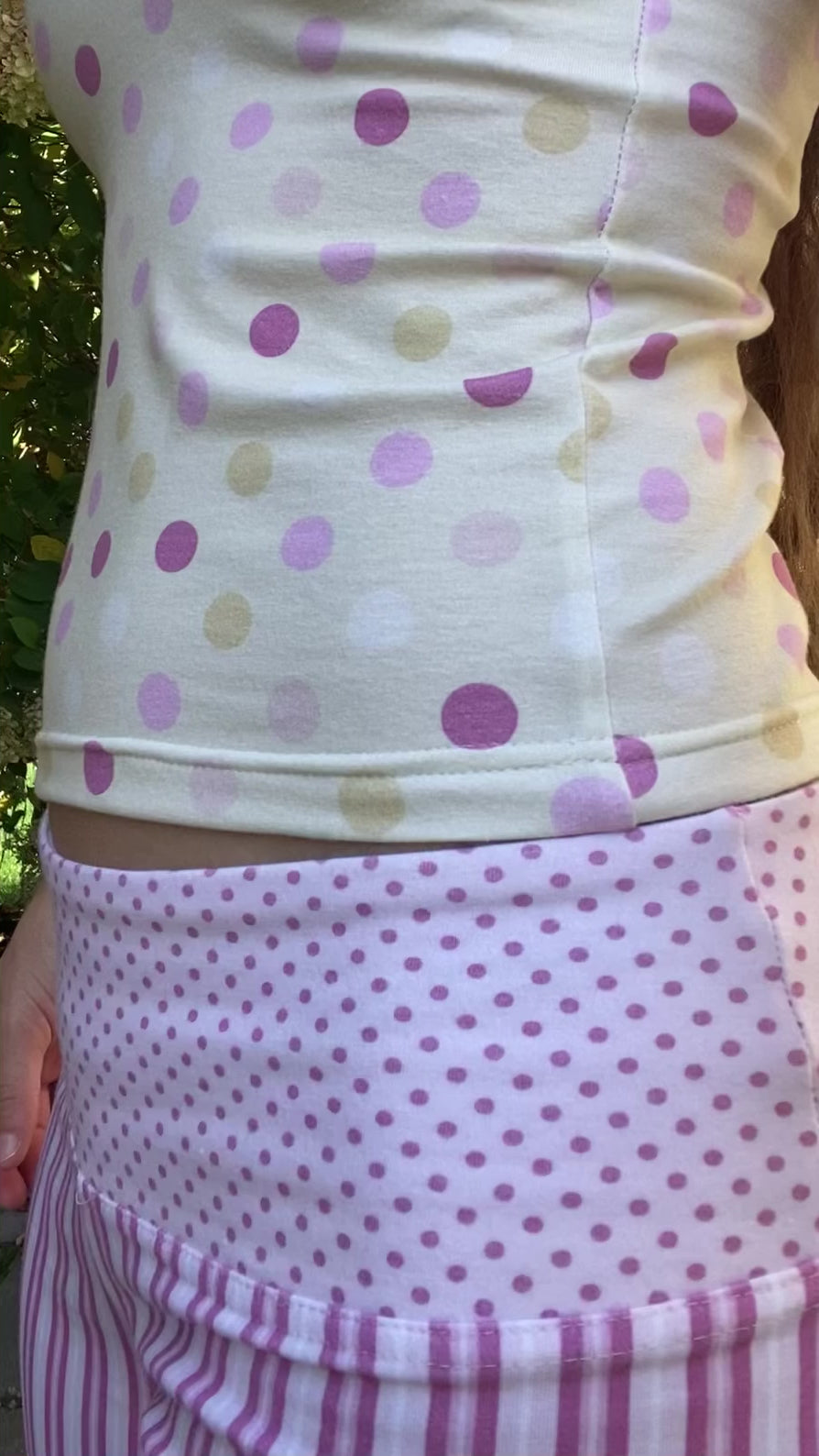 large polka dot top in yellow